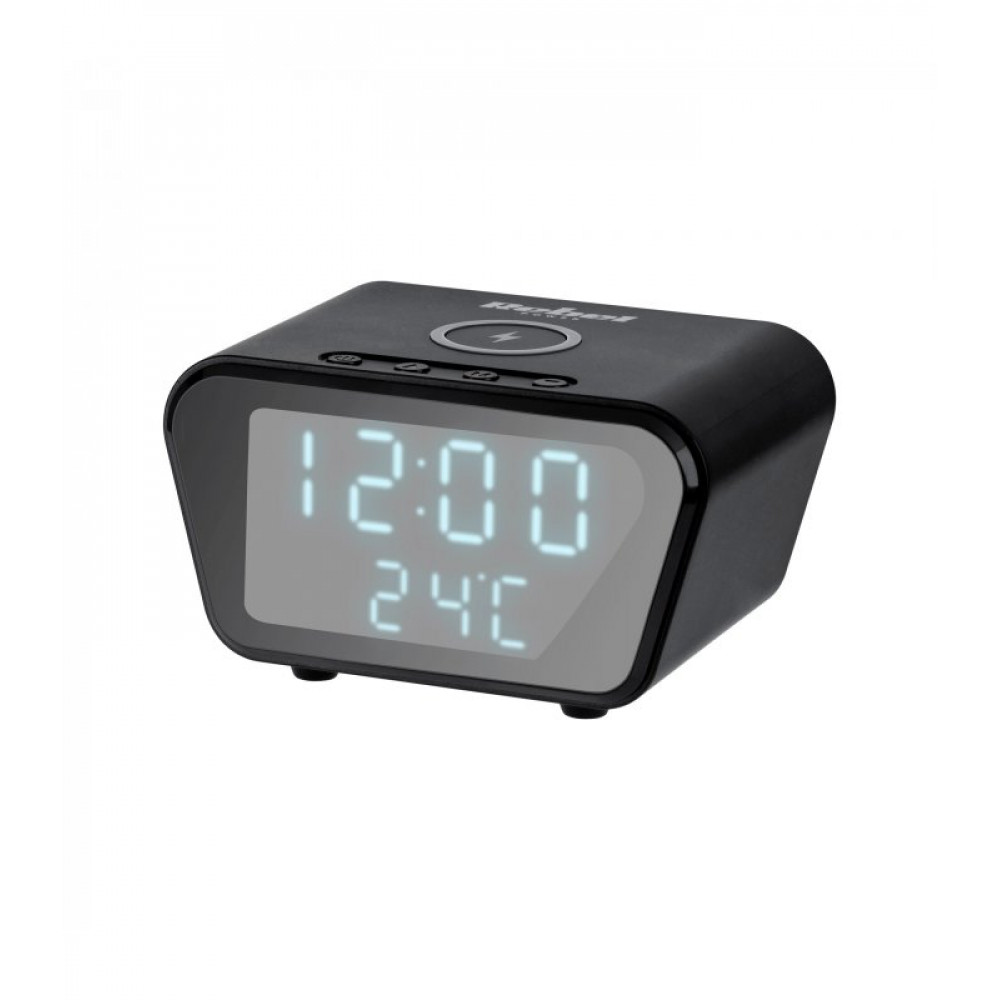 Ψηφιακό ρολόι ξυπνητήρι Rebel RB-6303-B με ασύρματο φορτιστή (Μαύρο)