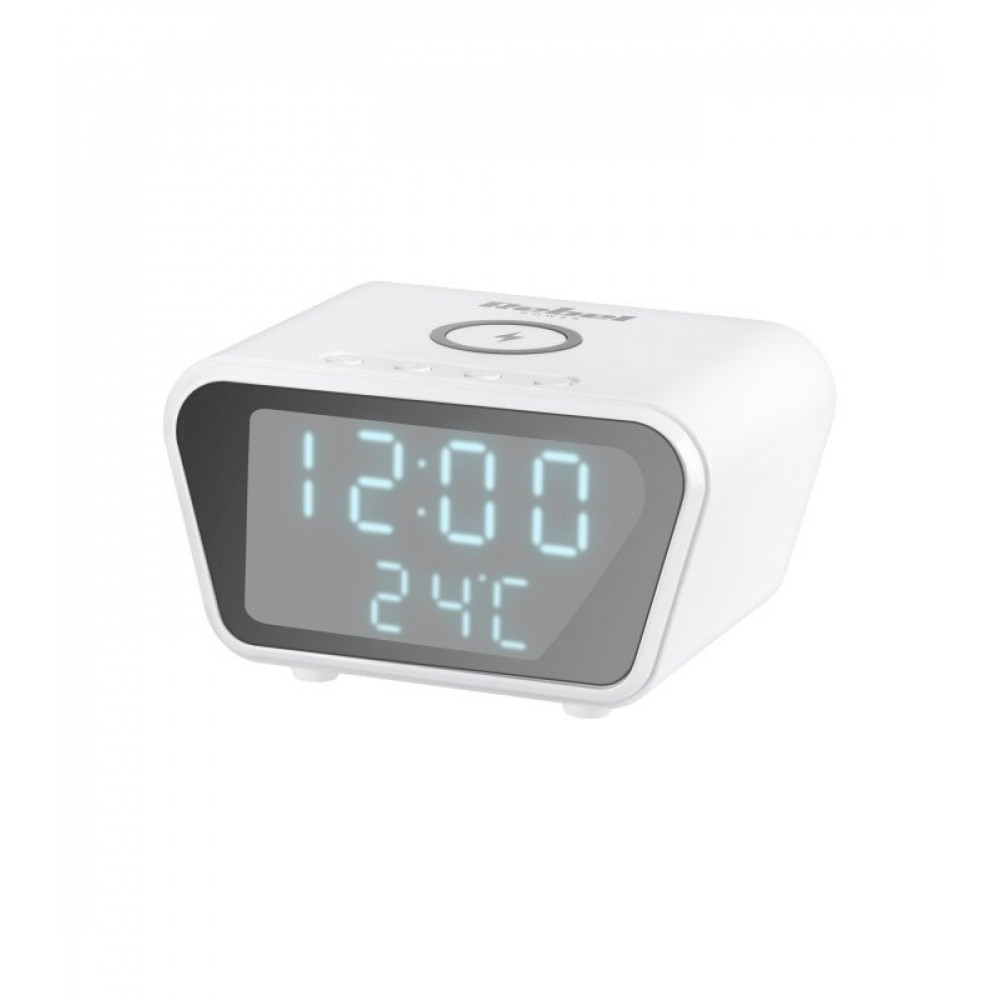 Ψηφιακό ρολόι ξυπνητήρι Rebel RB-6303-W με ασύρματο φορτιστή (Λευκό)