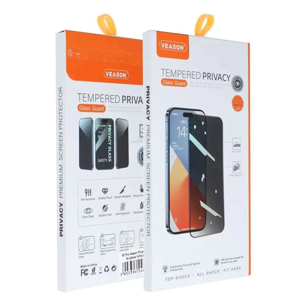 6D Full Tempered Privacy Glass for Apple iPhone 13 Pro Max / 14 Plus (Μαύρο)