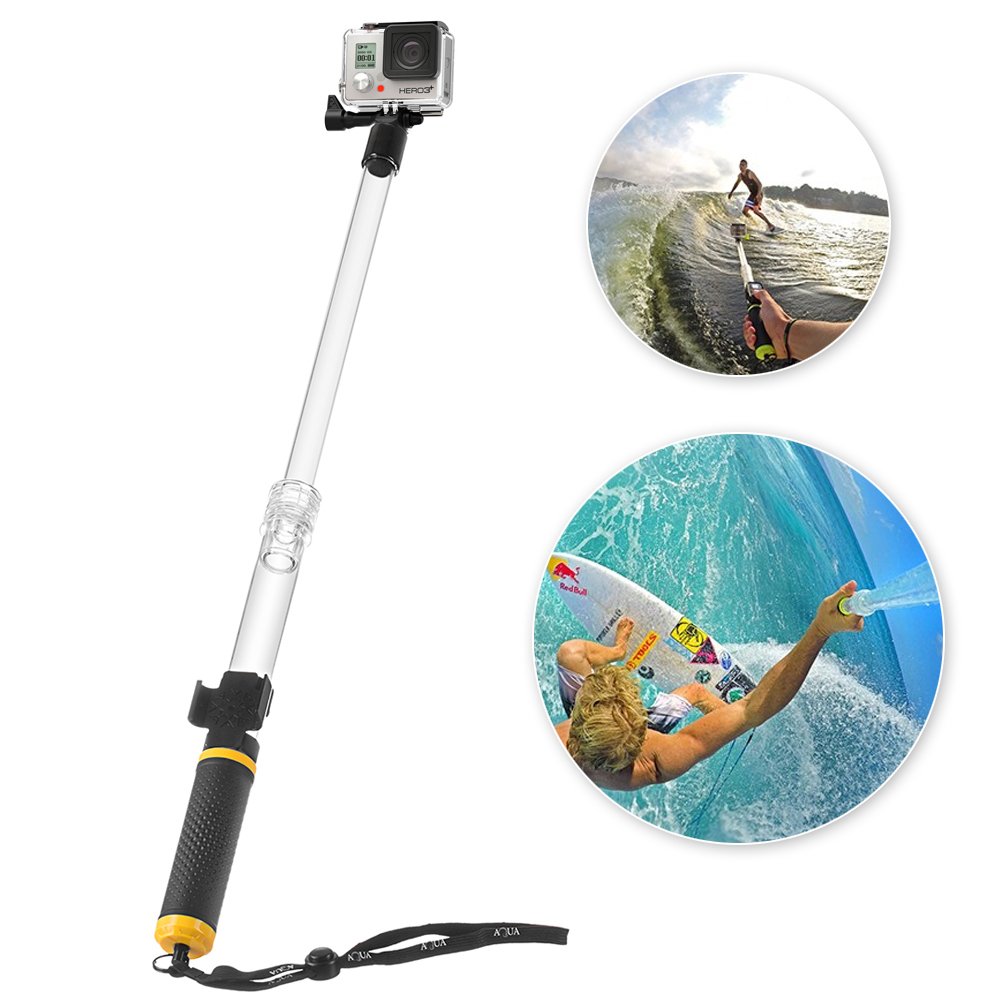 Αδιάβροχο πτυσσόμενο Selfie Stick Monopod HR301 για GoPro και Action Cameras 36-62cm (Μαύρο - Διάφανο)