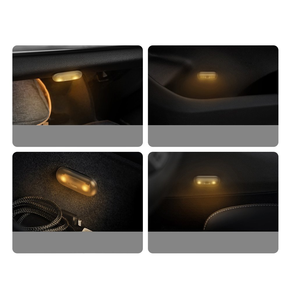 Baseus 2x αυτοκόλλητα εσωτερικά Led φωτιστικά αυτοκινήτου DGXW-01 (Μαύρο)