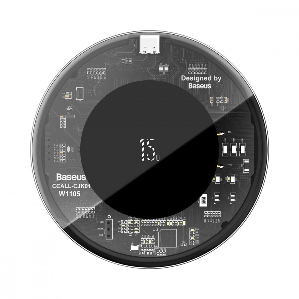 Baseus ασύρματος φορτιστής Qi Simple Wireless 15W Transparent WXJK-BA02 Updated Version (Μαύρο)