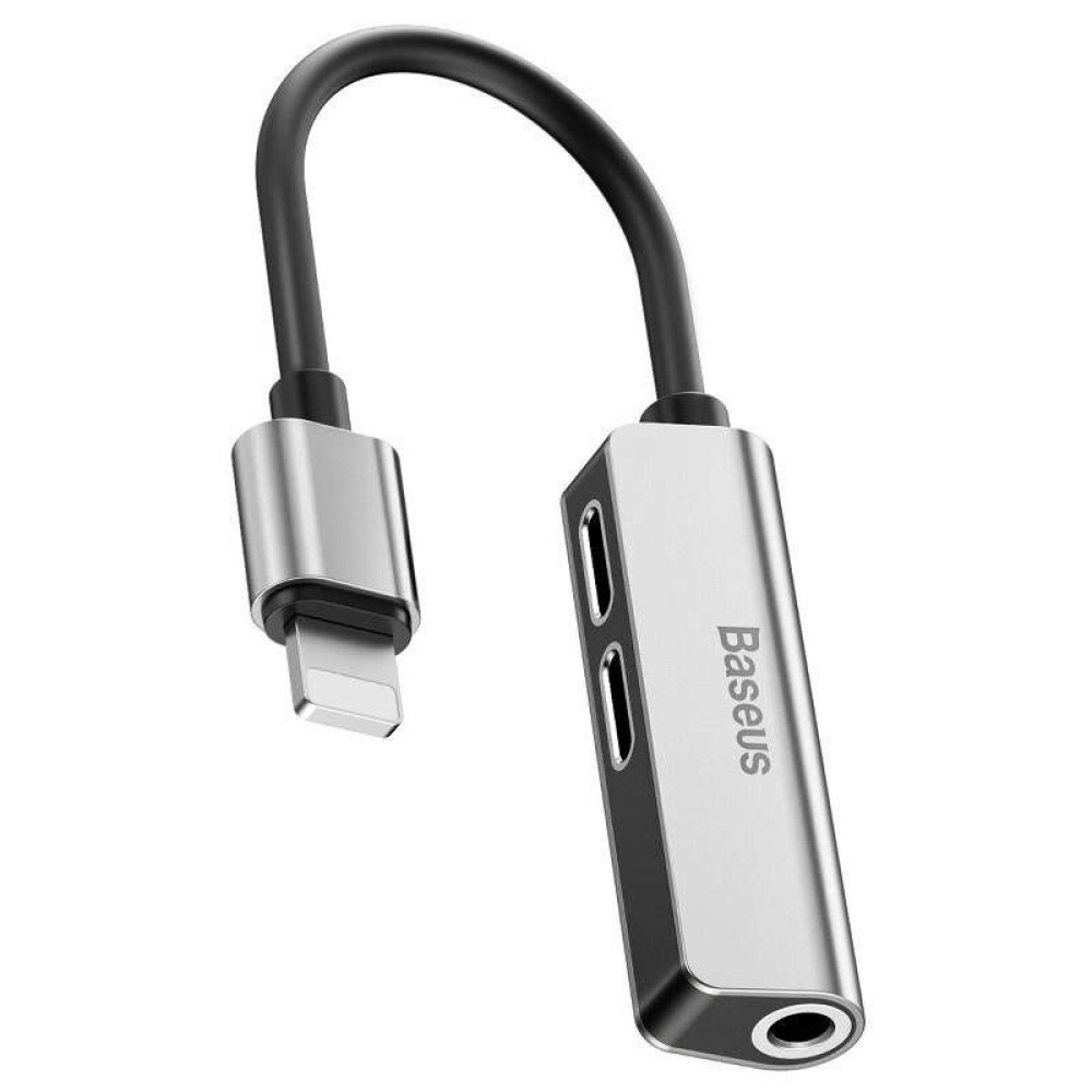 Baseus CALL52-S1 αντάπτορας L52 Audio Adapter από Lightning σε Mini Jack 3.5mm + 2x Lightning (Ασημί)