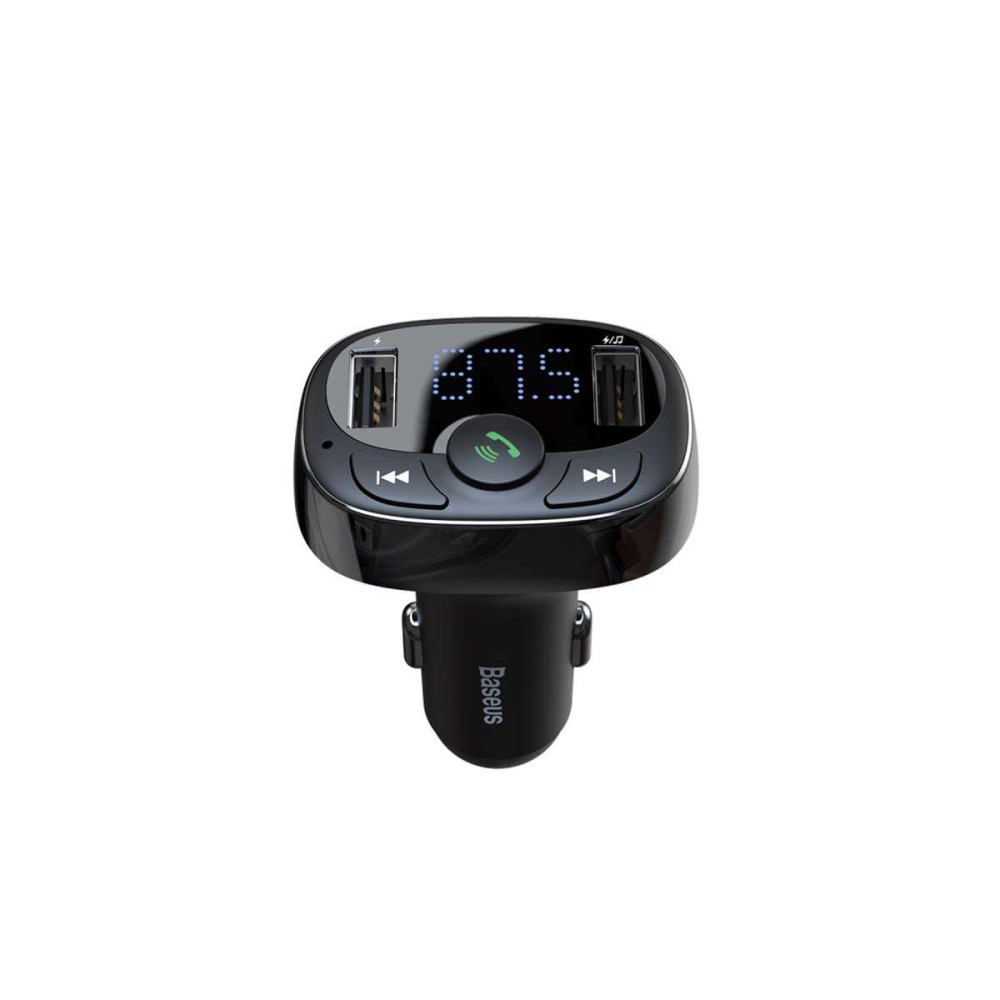 Baseus T Typed FM Transmitter Bluetooth MP3 Player microSD 2x USB 3.4A (Μαύρο)