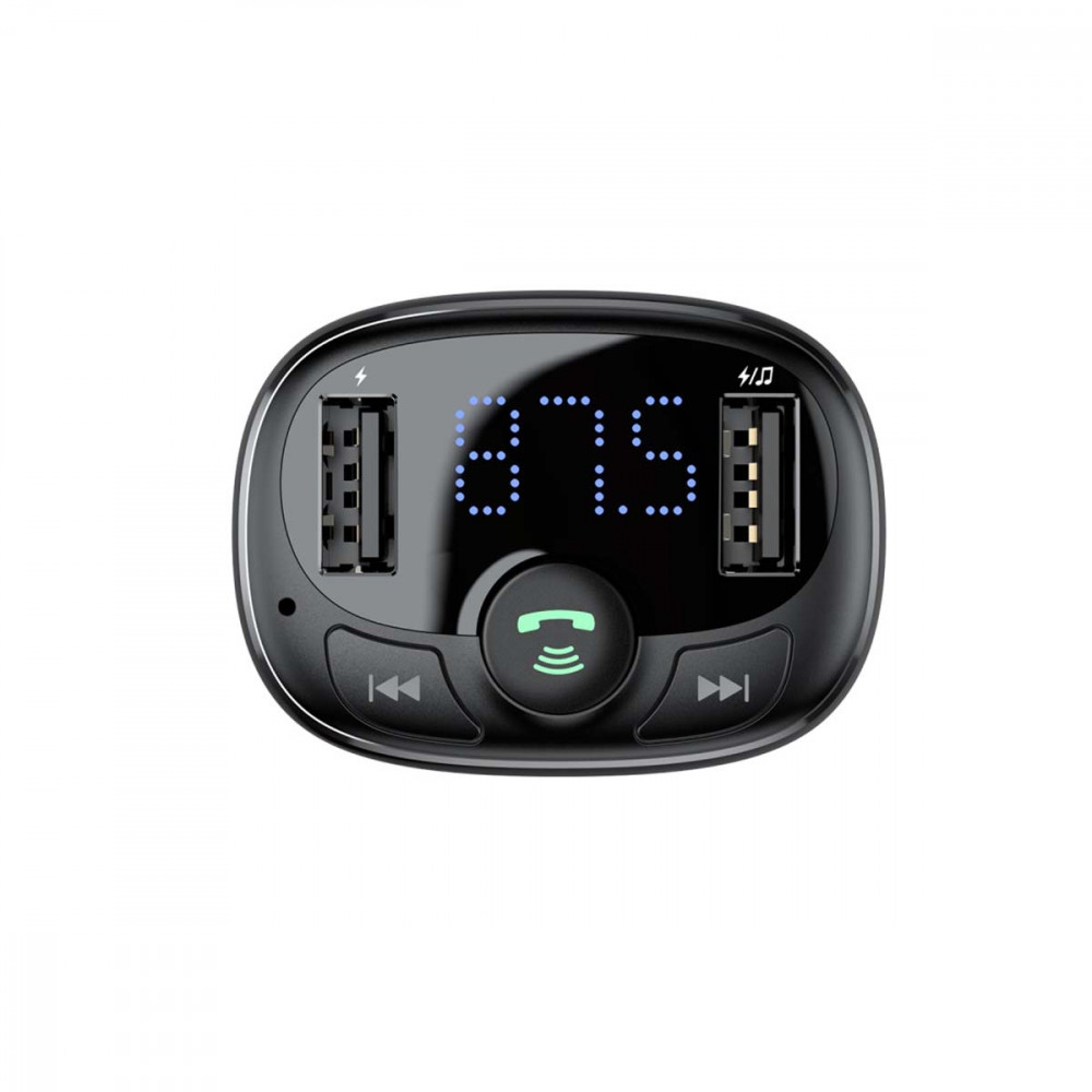 Baseus T Typed FM Transmitter Bluetooth MP3 Player microSD 2x USB 3.4A (Μαύρο)