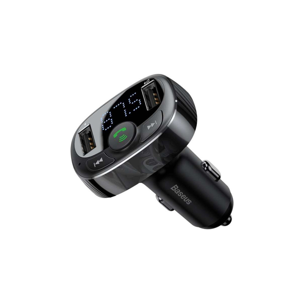 Baseus T Typed FM Transmitter Bluetooth MP3 Player microSD 2x USB 3.4A (Μαύρο)