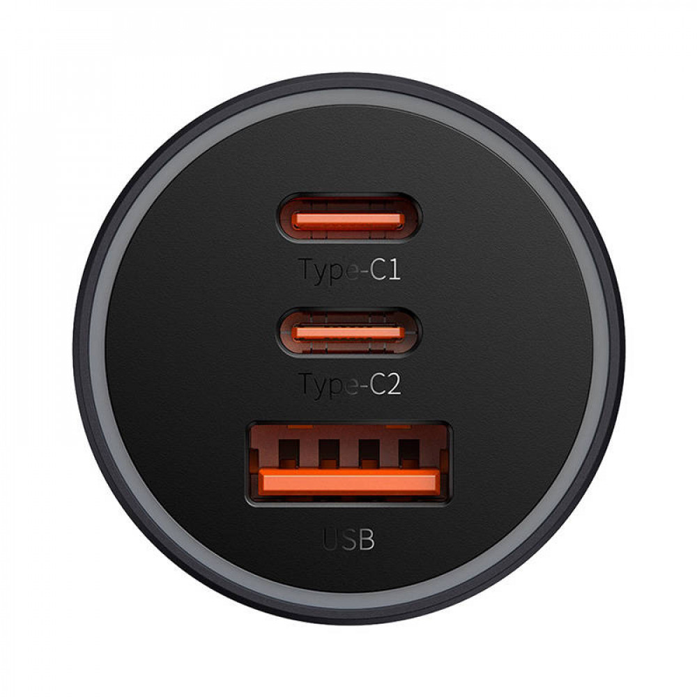 Baseus Golden Contactor Pro φορτιστής αυτοκινήτου 2x USB-C, 1x USB CGJP010013 65W (Σκούρο γκρι)