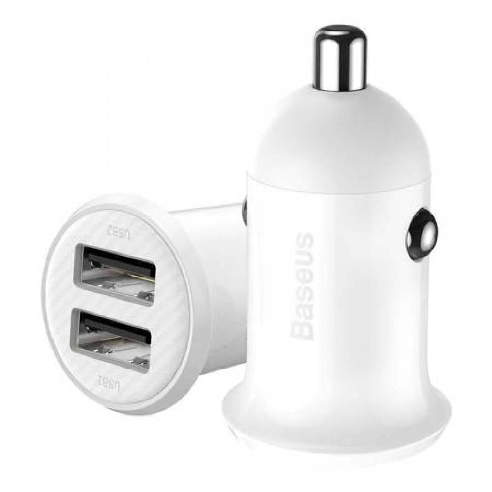 Baseus Grain Pro Φορτιστής Αυτοκινήτου 2x USB 4.8A CCALLP-02 (Λευκό)