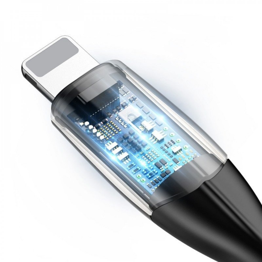 Καλώδιο Φόρτισης Baseus Horizontal Led Lamp USB σε Lightning 2.4A CALSP-B01 1m (Μαύρο)