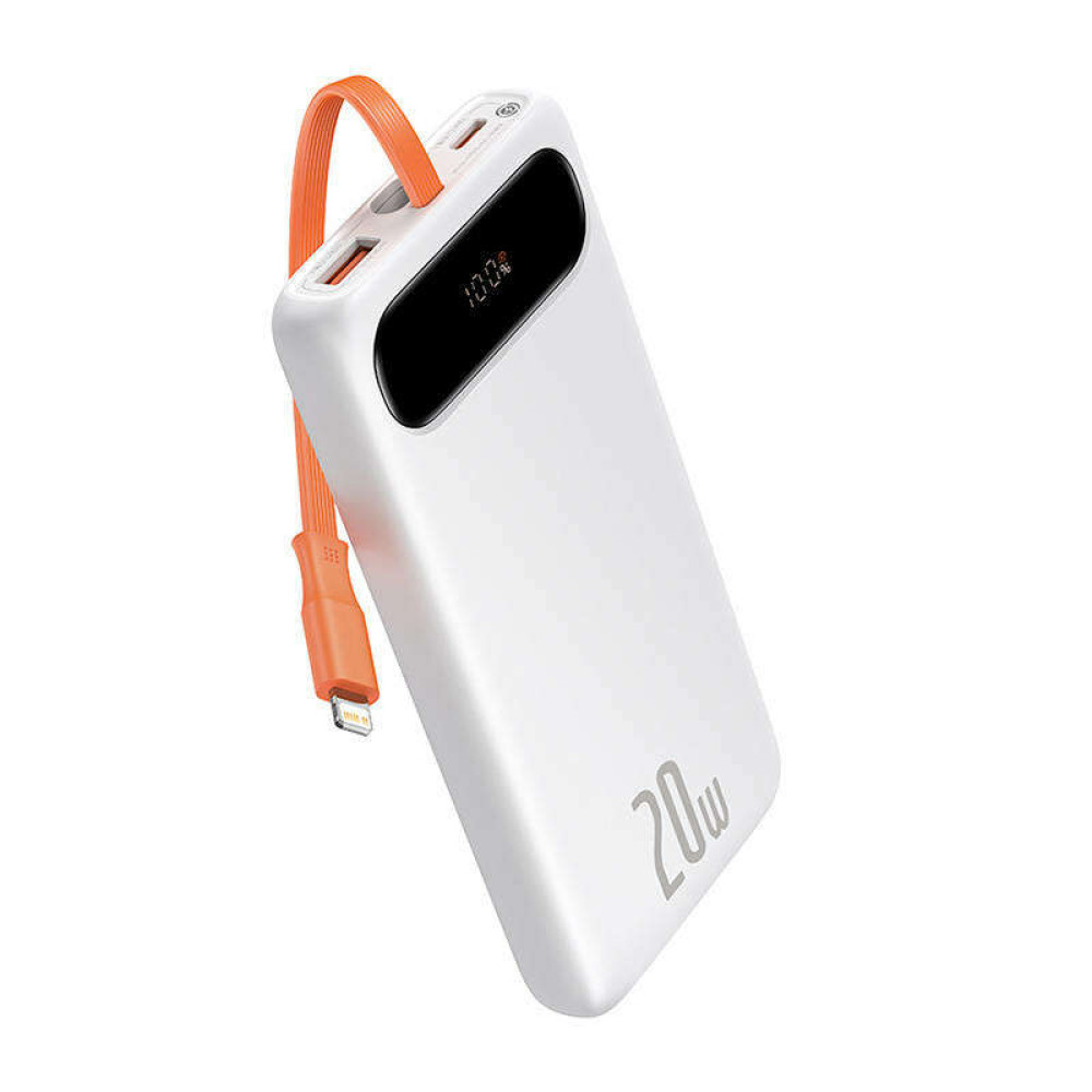 Baseus Power Bank PPBLK-02 10000mAh 20W με Lightning καλώδιο (Λευκό)