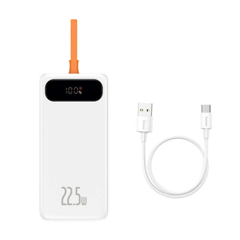 Baseus Power Bank PPBLK-A02 10000mAh 22.5W με USB-C καλώδιο (Λευκό)