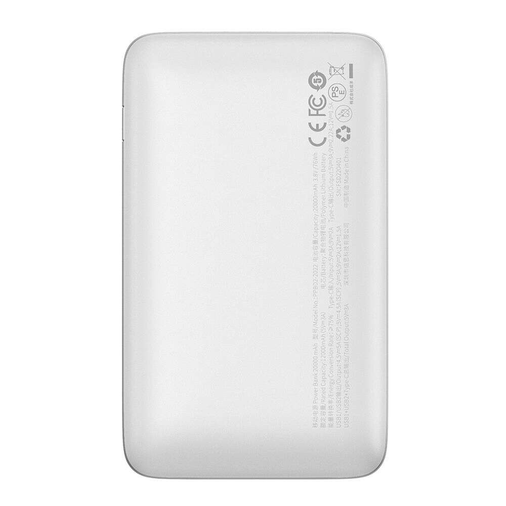 Baseus PPBD2-2022 Bipow Pro Power Bank 20000mAh 22.5W με 2 Θύρες USB-A και Θύρα USB-C Power Delivery (Ασημί)