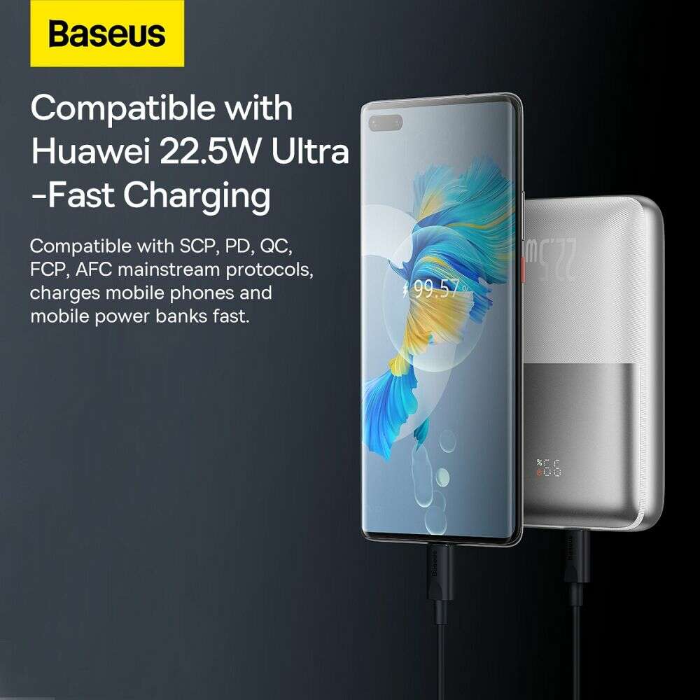 Baseus PPBD2-2022 Bipow Pro Power Bank 20000mAh 22.5W με 2 Θύρες USB-A και Θύρα USB-C Power Delivery (Ασημί)