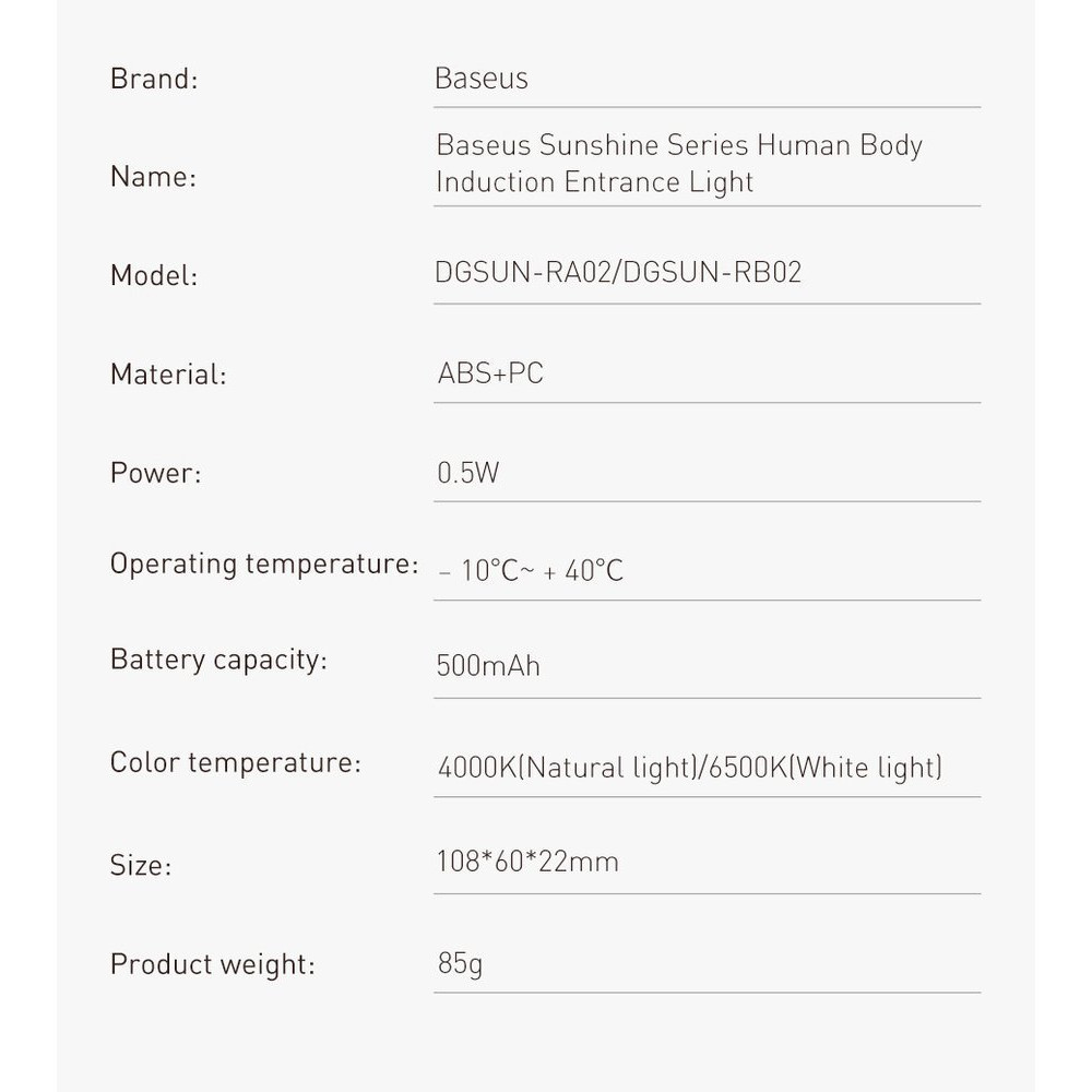 Baseus Sunshine Magnetic LED φωτιστικό DGSUN-RA02 natural light (Λευκό)