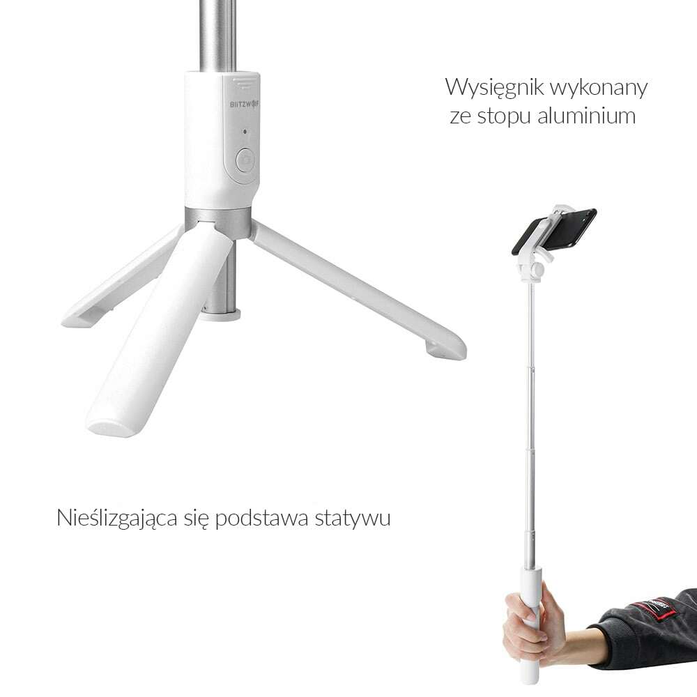 BlitzWolf BW-BS3 ασύρματο Selfie Stick τρίποδο Bluetooth 3σε1 (Λευκό)