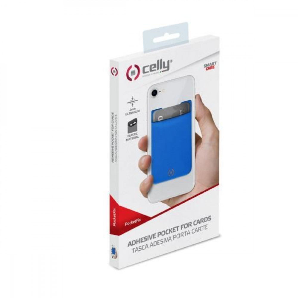 Celly αυτοκόλλητη θήκη καρτών για κινητά (Μπλε)