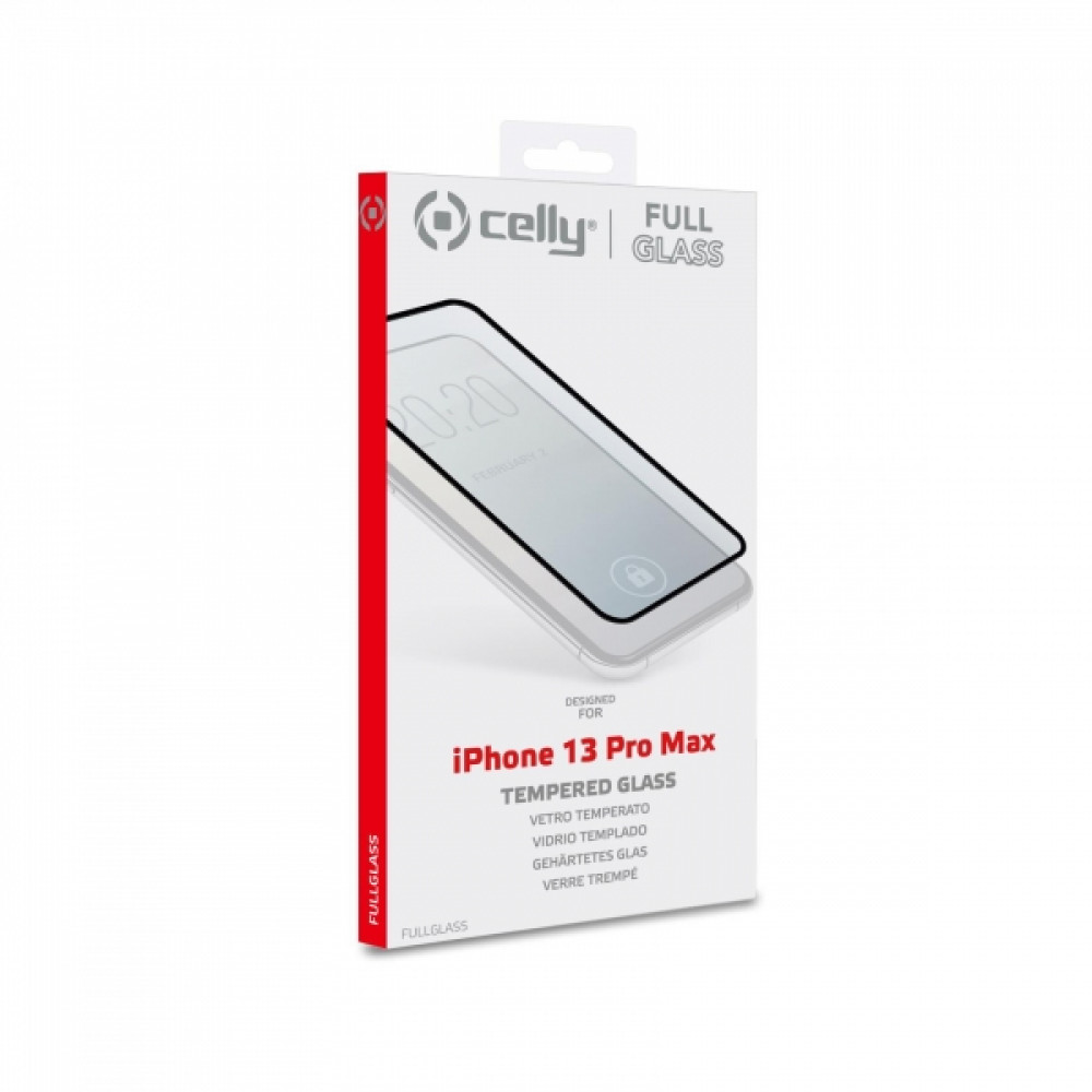 Celly full frame Tempered Glass για  iPhone 13 Pro Max (Μαύρο)