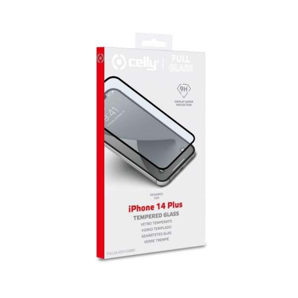 Celly full frame Tempered Glass για iPhone 14 Plus (Μαύρο)