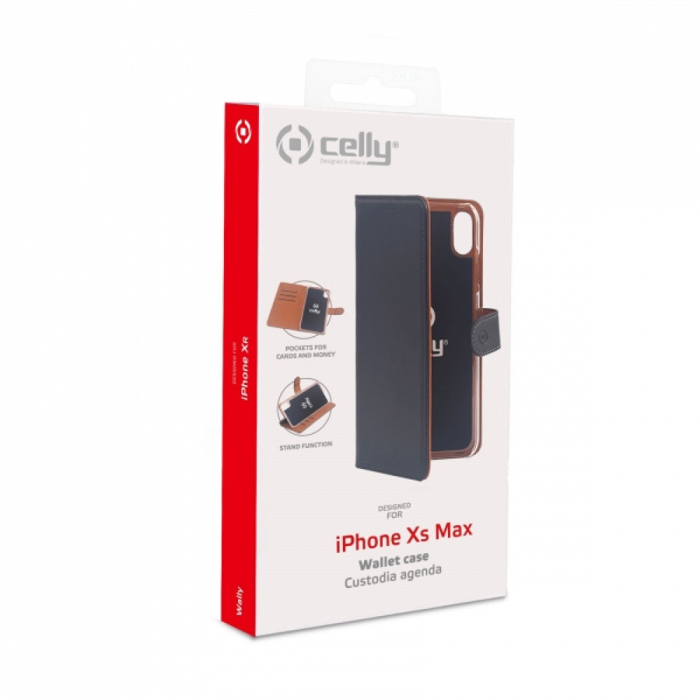 Celly Wally Book Case για iPhone Xs Max (Μαύρο)
