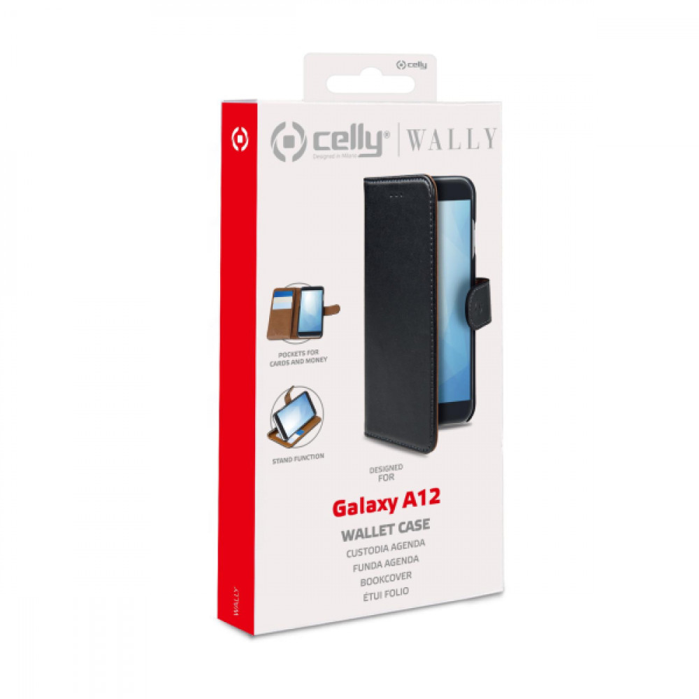 Celly Wally Book Case για Samsung A12 / M12 (Μαύρο)