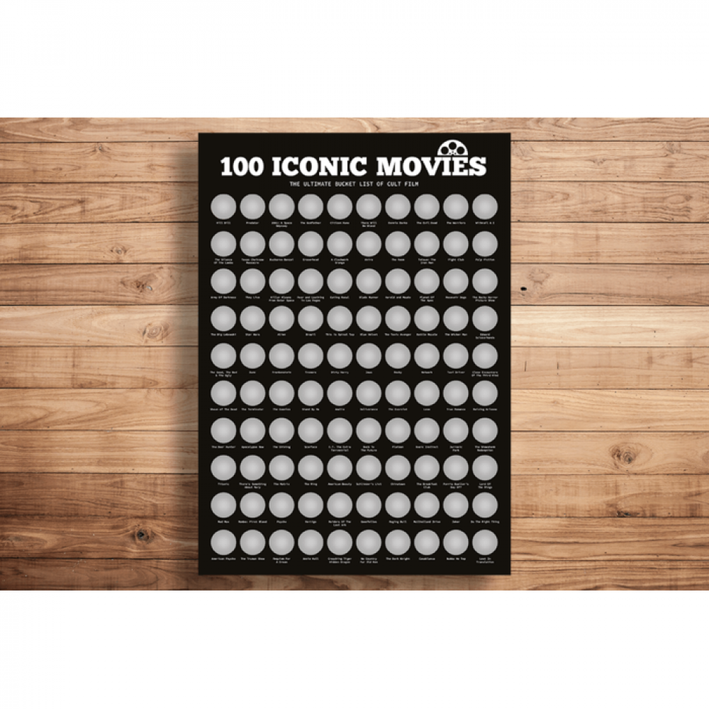 Χάρτινη Διαδραστική Αφίσα με 100 Εμβληματικές Ταινίες που Πρέπει να Δείτε στη Ζωή σας (42x60cm)