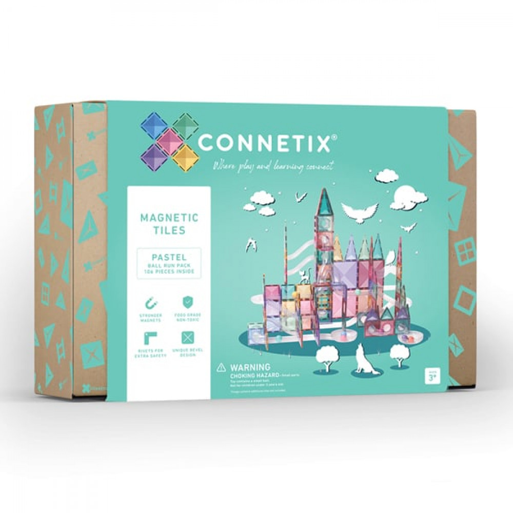 Connetix Pastel Ball Run Pack Μαγνητικά Τουβλάκια Κατασκευών 106τμχ