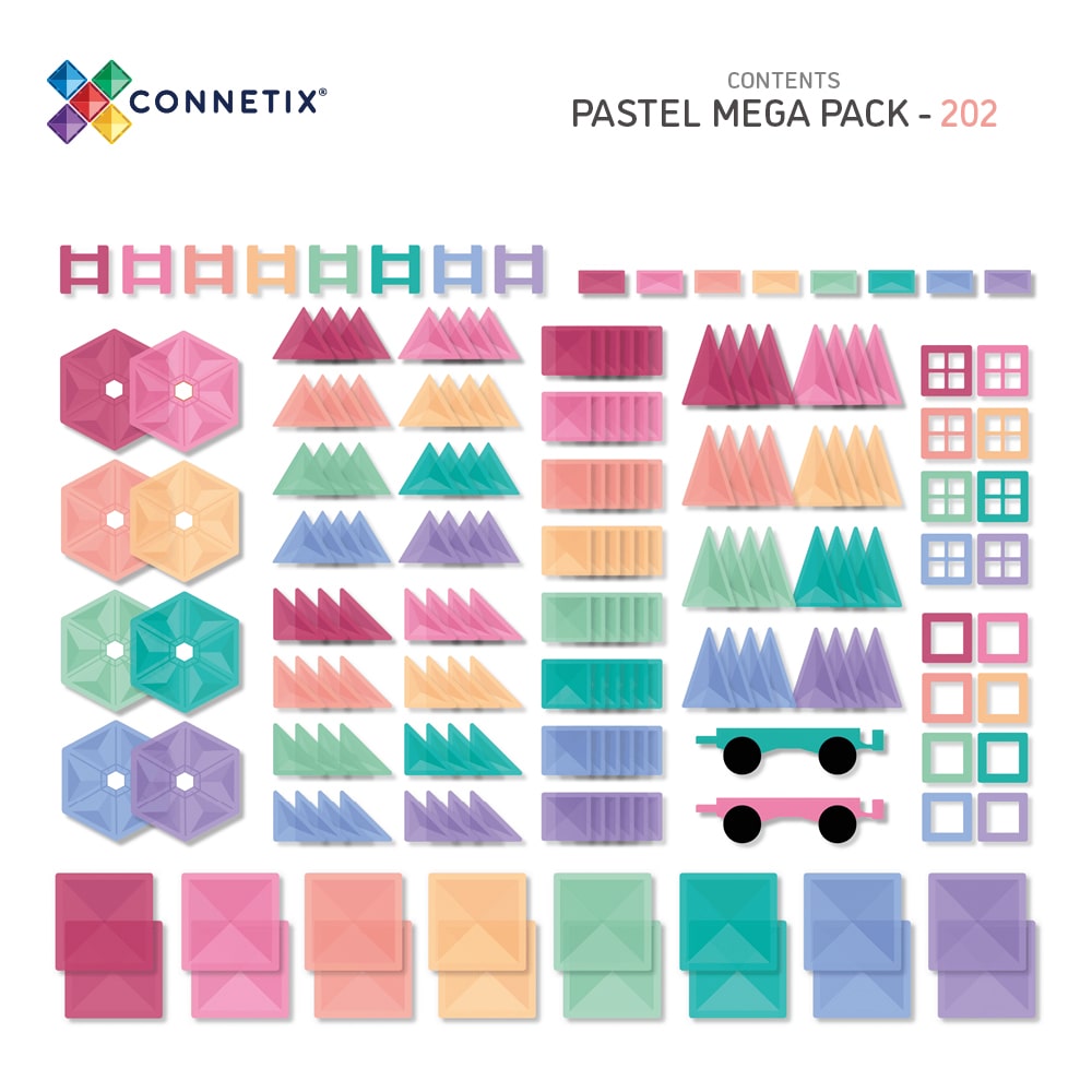 Connetix Pastel Mega Pack Μαγνητικά Τουβλάκια Κατασκευών 202τμχ.