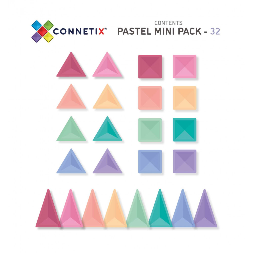 Connetix Pastel Mini Pack Μαγνητικά Τουβλάκια Κατασκευών 32τμχ