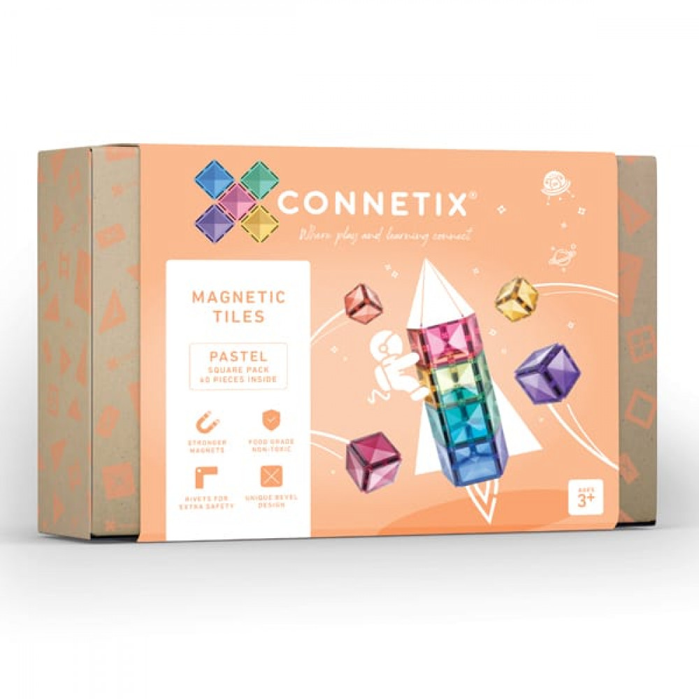 Connetix Pastel Square Pack Μαγνητικά Τουβλάκια Κατασκευών 40τμχ.