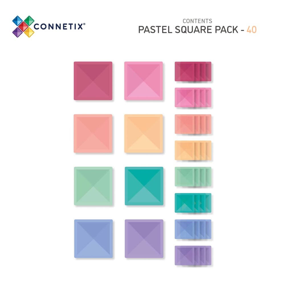 Connetix Pastel Square Pack Μαγνητικά Τουβλάκια Κατασκευών 40τμχ.