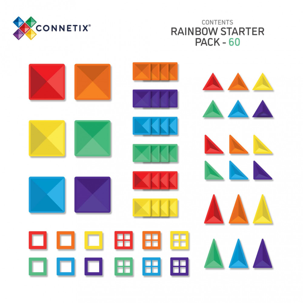 Connetix Rainbow Starter Μαγνητικά Τουβλάκια Κατασκευών 60τμχ.