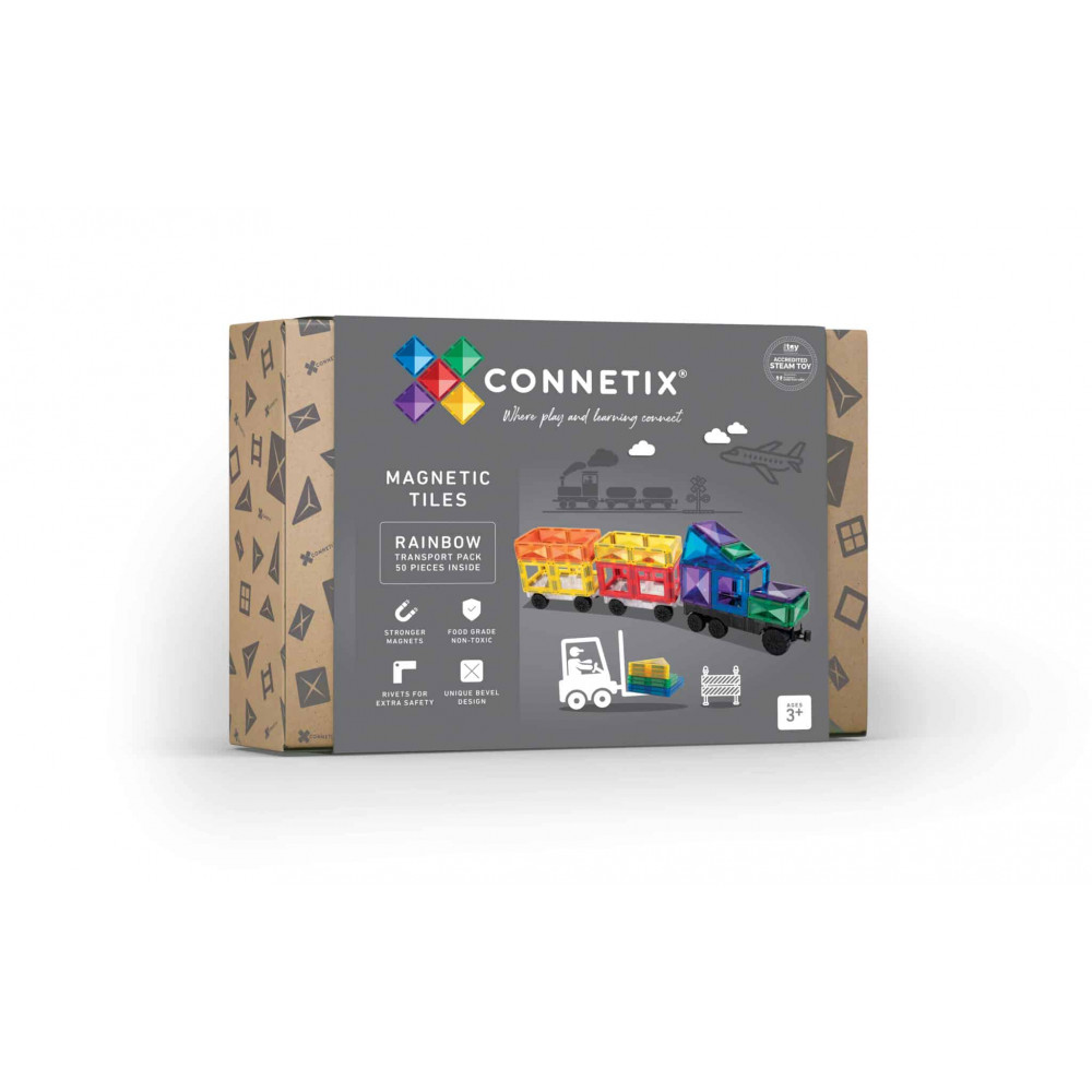 Connetix Rainbow Transport Μαγνητικά Τουβλάκια Κατασκευών 50τμχ.