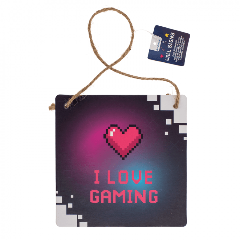 Διακοσμητική Πινακίδα Τοίχου από χαρτόνι "I Love Gaming" - 18 x 18cm