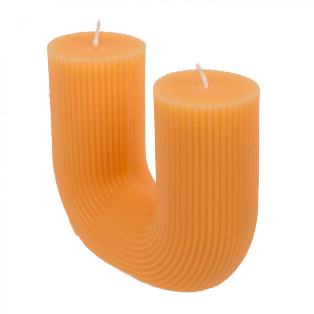 Διακοσμητικό Κερί σε Σχήμα U με 2 φυτίλια 420γρ - Πορτοκαλί