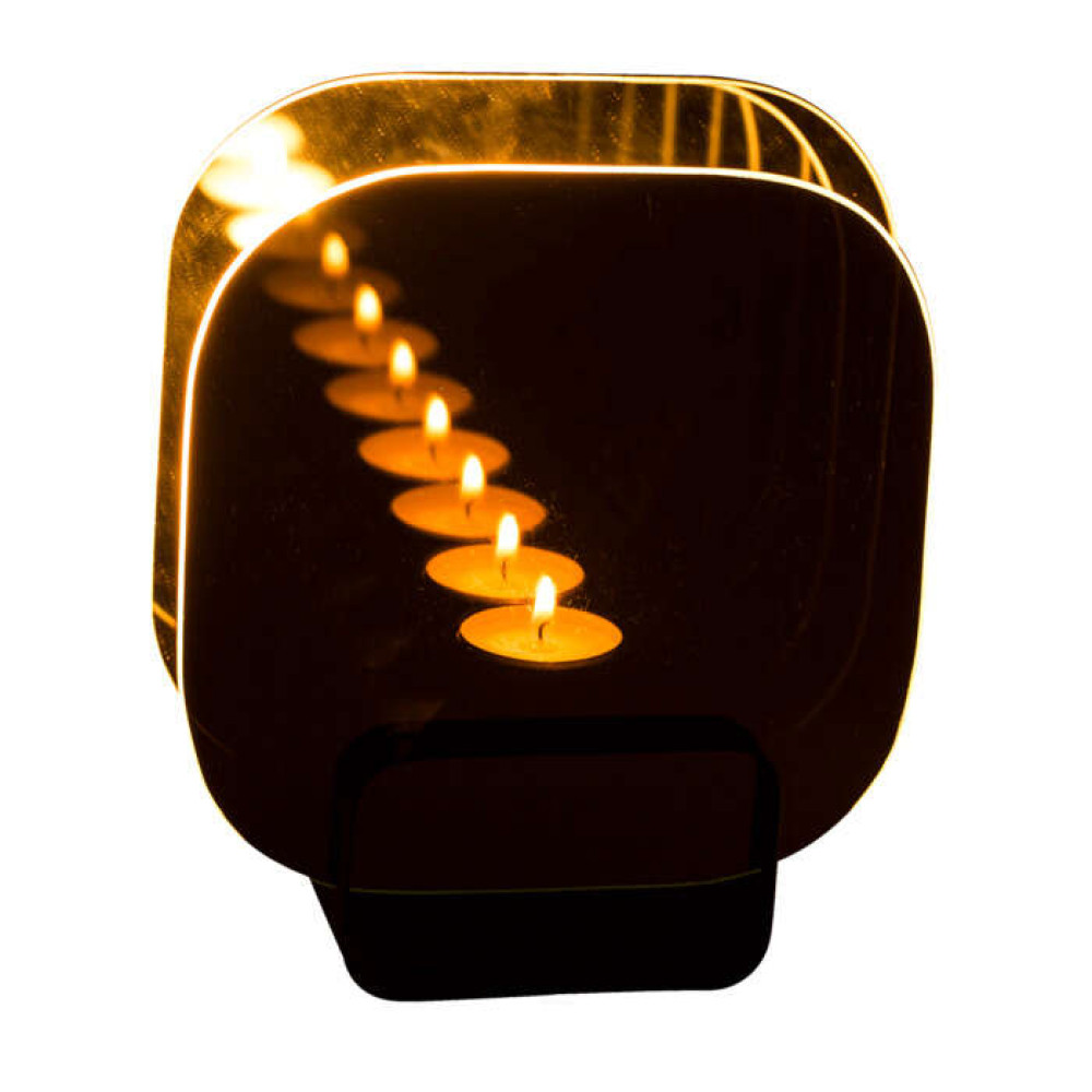 Γυάλινο Διακοσμητικό Κηροπήγιο για Ρεσώ Black Glass Tealight Holder (21 x 8 cm)