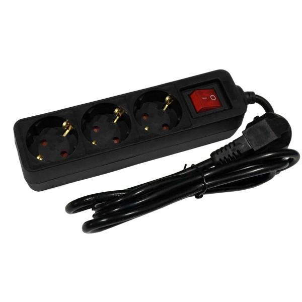 Entac Πολύπριζο 3 Θέσεων Με Διακόπτη 3x1.0mm 1.5m (Μαύρο)