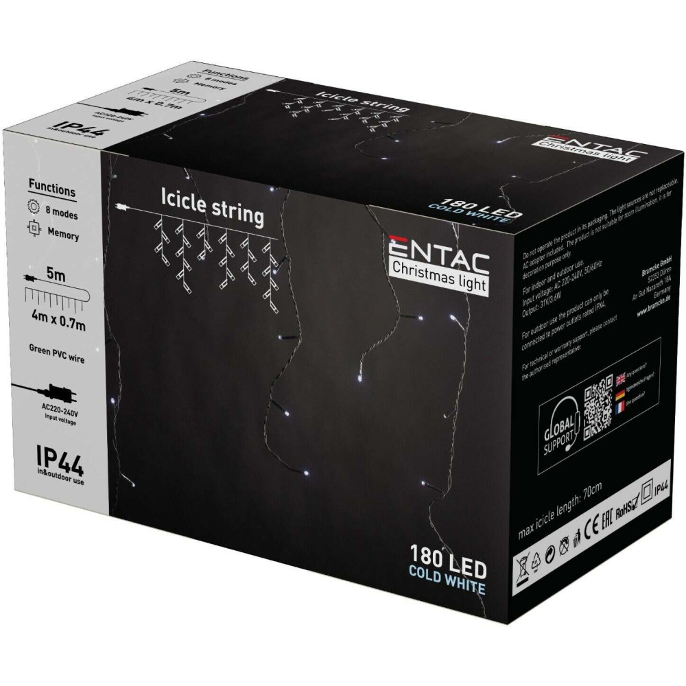 Entac Χριστουγεννιάτικα Κουρτίνα IP44 144 LED RGB με Τηλεκοντρόλ 1x1.5m