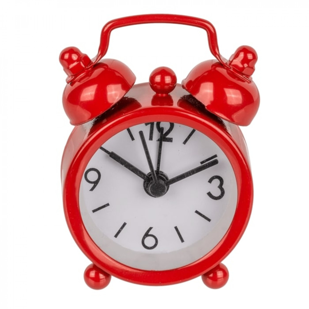 Επιτραπέζιο Μεταλλικό Mini Ρολόι Ξυπνητήρι (Κόκκινο)