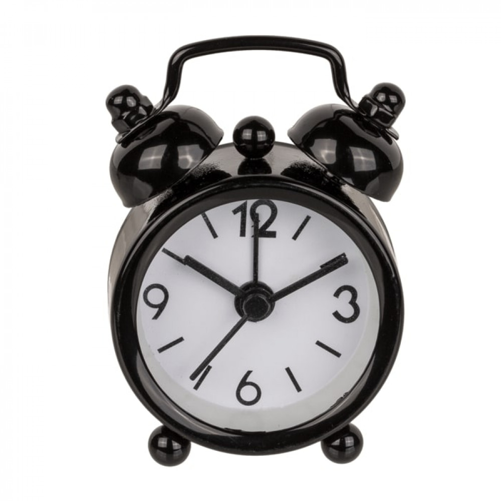 Επιτραπέζιο Μεταλλικό Mini Ρολόι Ξυπνητήρι (Μαύρο)
