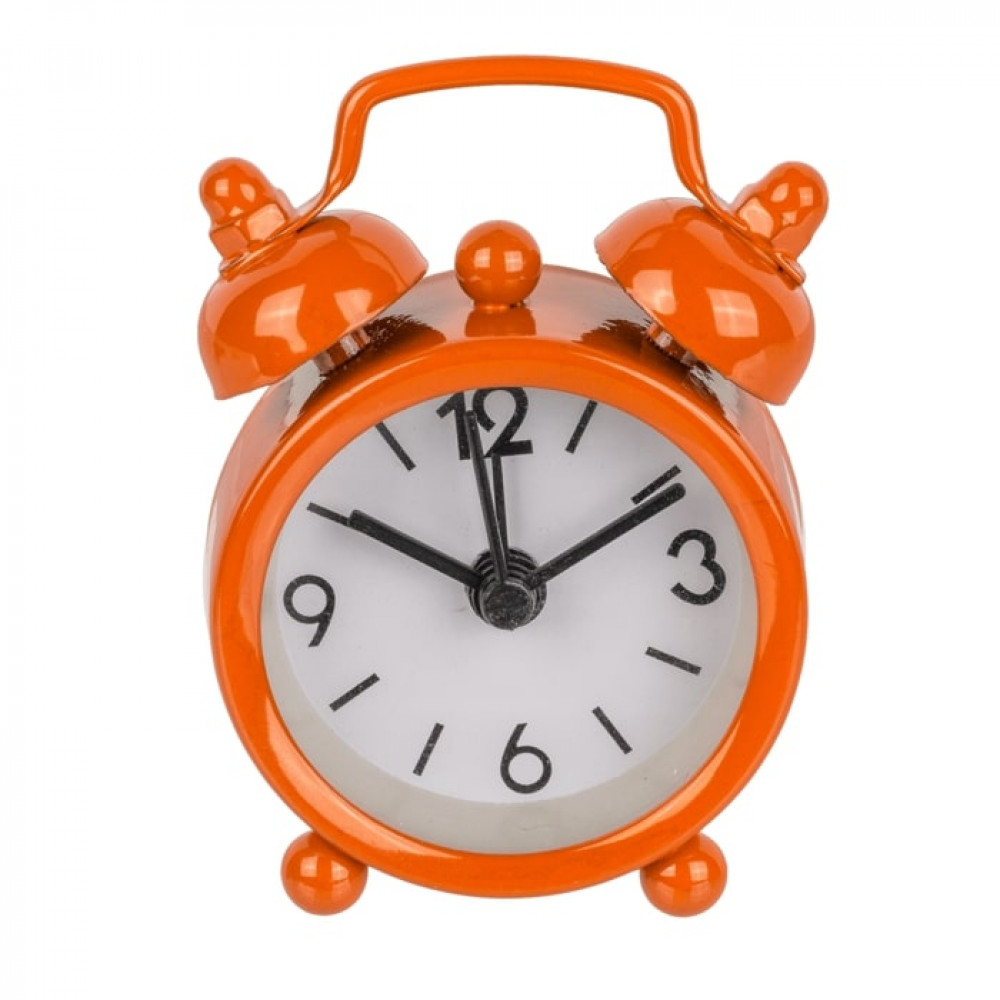 Επιτραπέζιο Μεταλλικό Mini Ρολόι Ξυπνητήρι (Πορτοκαλί)
