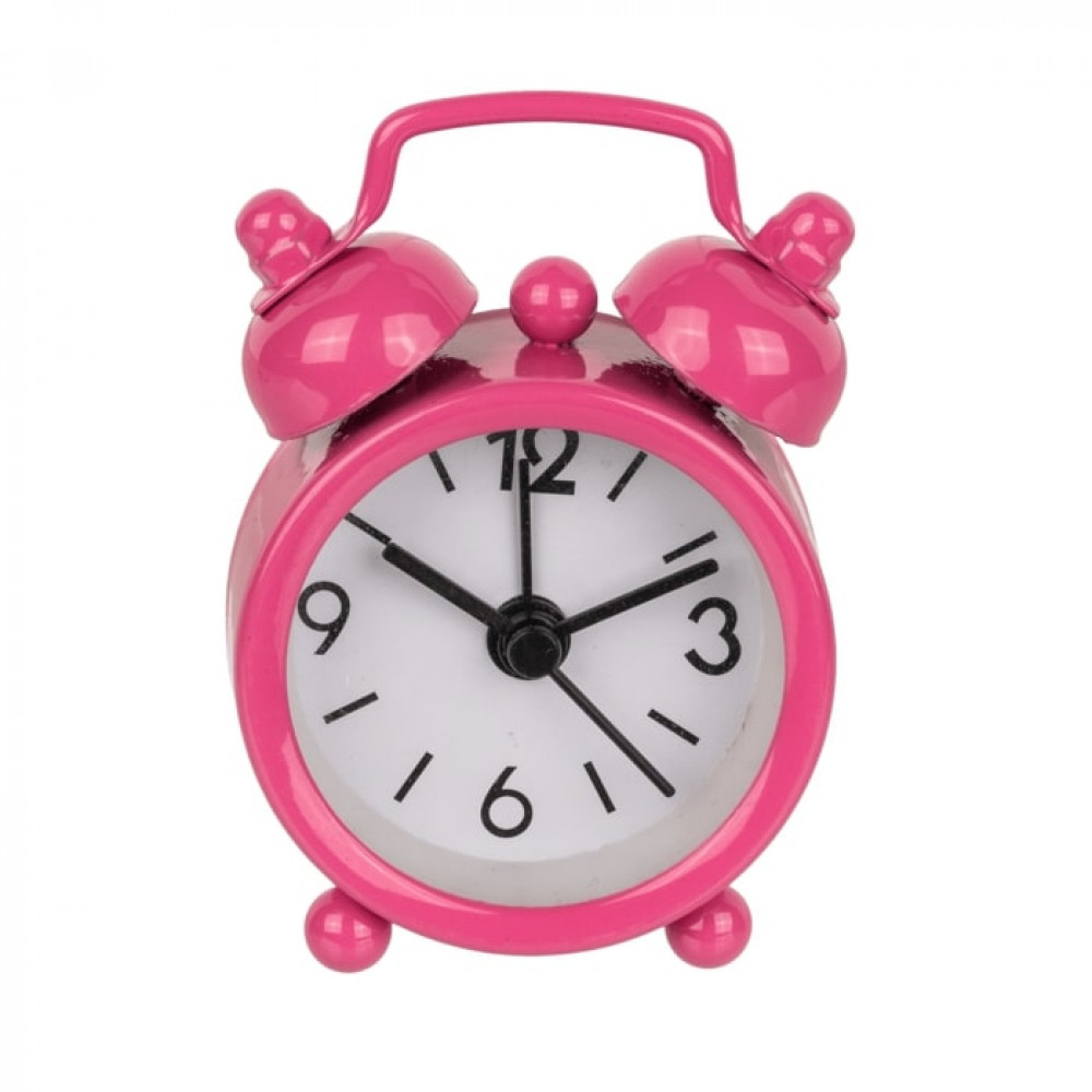 Επιτραπέζιο Μεταλλικό Mini Ρολόι Ξυπνητήρι (Ροζ)