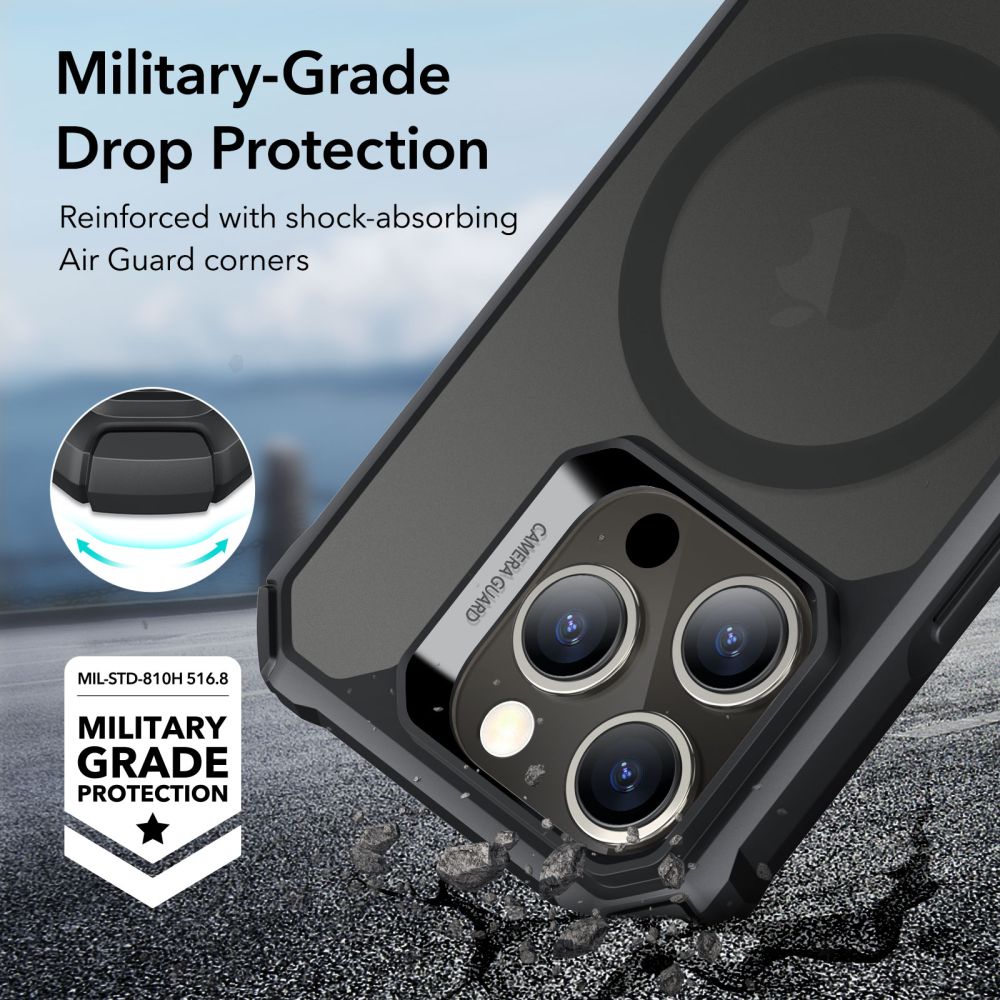 ESR Air Armor Halolock Magsafe Θήκη Backcover για Apple iPhone 15 Pro Max (Frosted Black)