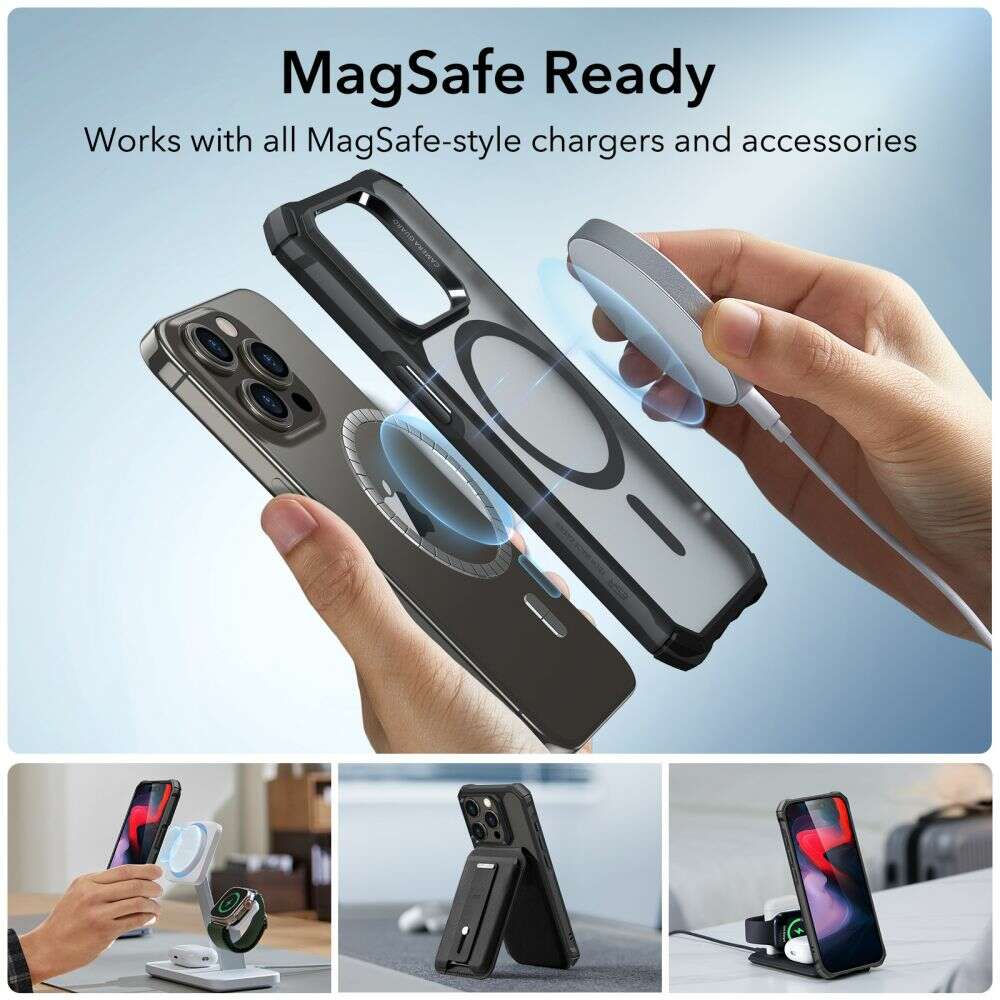 ESR Air Armor Halolock Magsafe Θήκη Backcover για Apple iPhone 15 Pro Max (Frosted Black)