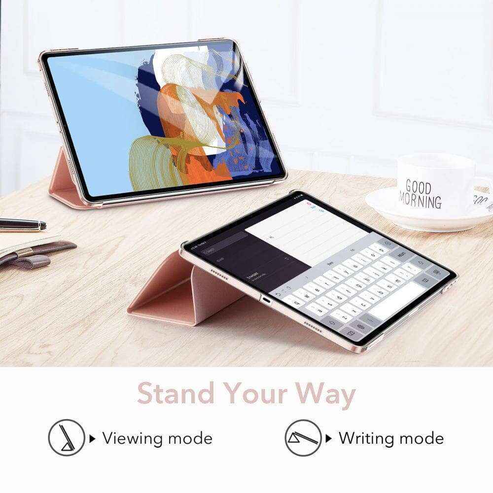 ESR Ascend Trifold Θήκη και Tempered Glass με Υποδοχή Apple Pencil για Apple iPad Pro 11" 2021 (Ροζ Χρυσό)