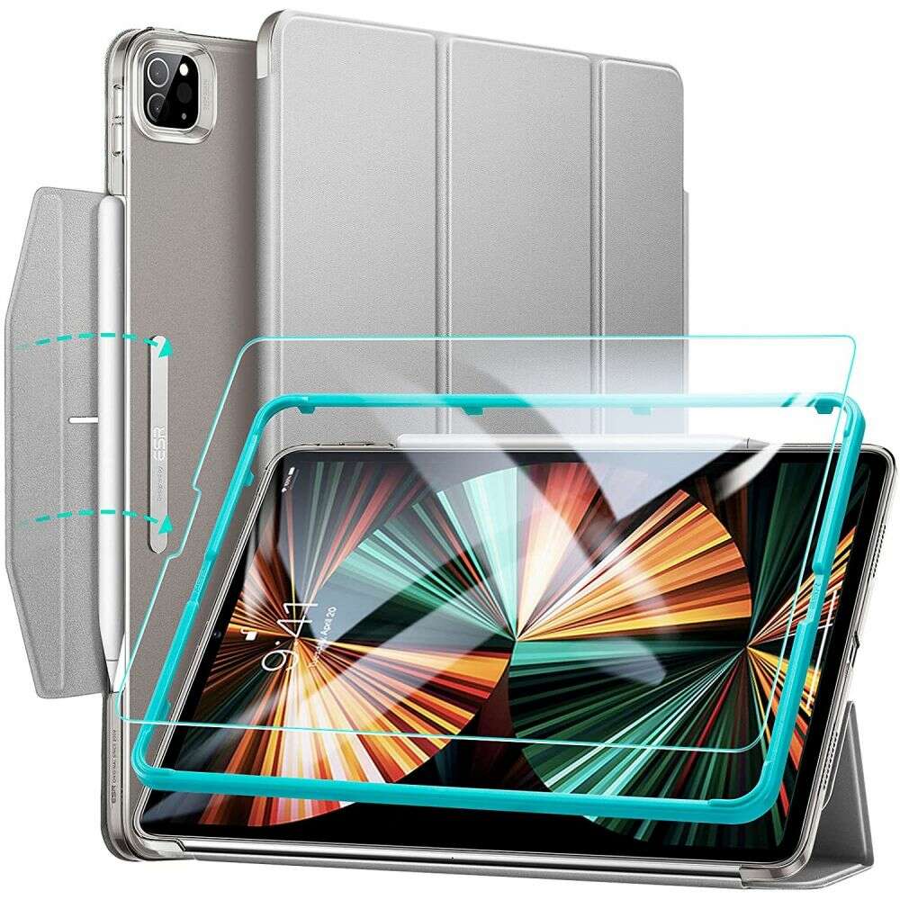 ESR Ascend Trifold Θήκη και Tempered Glass με Υποδοχή Apple Pencil για Apple iPad Pro 12.9" 2021 (Γκρι)