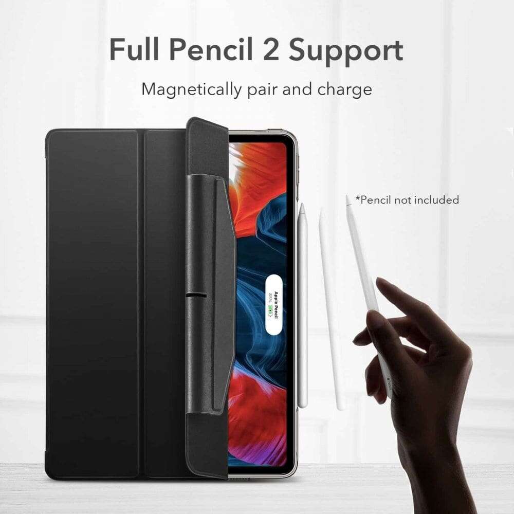 ESR Ascend Trifold Θήκη και Tempered Glass με Υποδοχή Apple Pencil για Apple iPad Pro 12.9" 2021 (Μαύρο)