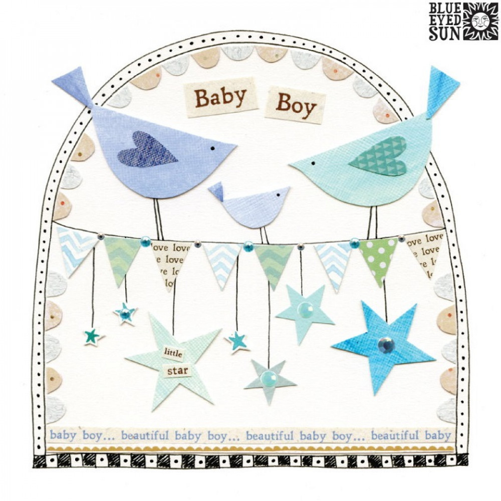 Ευχετήρια Κάρτα Baby Boy Birds – Fiesta 16Χ16cm
