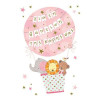 Ευχετήρια Κάρτα Βάπτισης Μπαλόνι Κορίτσι (9 × 13 cm)