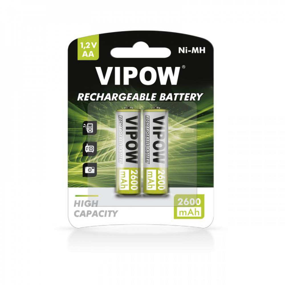 Επαναφορτιζόμενες μπαταρίες AA HR6 1.2V 2600mAh (2 τμχ) - Vipow