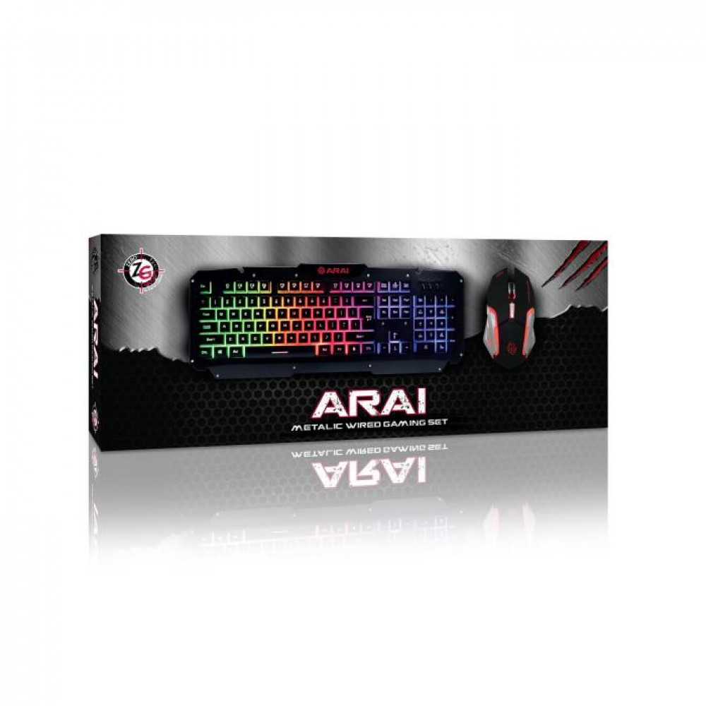 Zeroground Μεταλλικό Πληκτρολόγιο & Ποντίκι RGB KB-1700GUMS ARAI